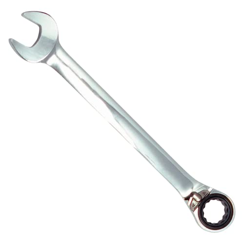 K Tool International 45914 7/16" SAE Reversible Ratcheting Wrench for Garages, Repair Shops and DIY, Offset-head Sleek Design, 6 and 12-point Nuts, Laser-Engraved, Metal Construction
