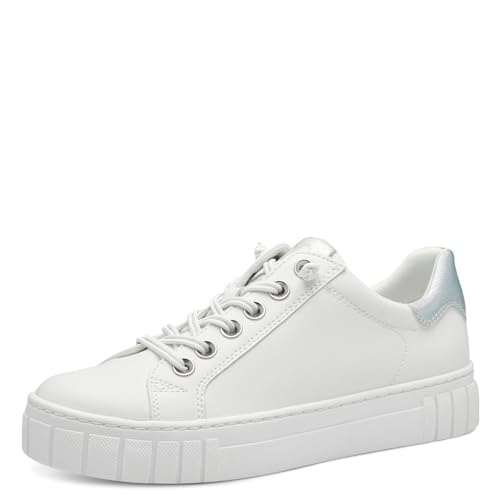 MARCO TOZZI Damen Sneaker flach mit Schnürsenkeln Vegan, Weiß (White comb), 39 EU