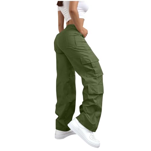 Cargo Pants Women Baggy High Waisted Wide Leg Stretchy Pants with Pockets Casual Lightweight Streetwear Clothes4
