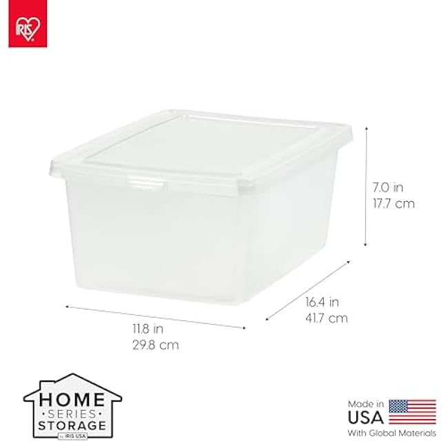 IRIS USA 12-Pack Storage Bins with Lids, 17 Quart, Shoe Boxes Clear Stackable Containers Organize Shoes Closet Shelves, Classroom Organization Teacher Tools, Game Storage - BPA-Free Plastic