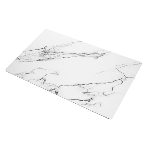 Tapis de bain absorbant en PU blanc effet marbre anti-glisse