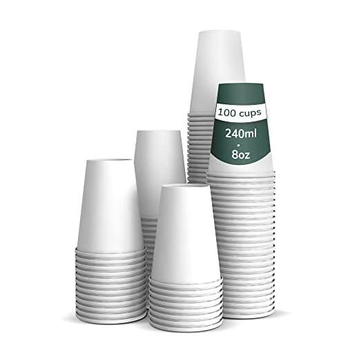 100 Vasos Desechables de Café para Llevar - Vasos de Cartón (Blancos) de 240ml Biodegradables Tazas de Te para Bebidas Frias y Calientes Compatible con Cafeteras Nespresso