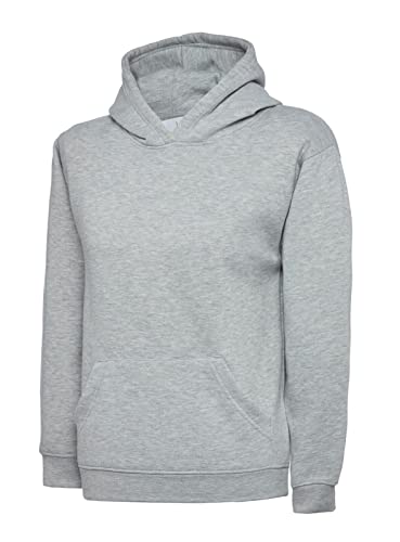 MA ONLINE Sudadera de manga larga para niños, con bolsillos, con capucha, cuello liso, gris, 7-8 Years