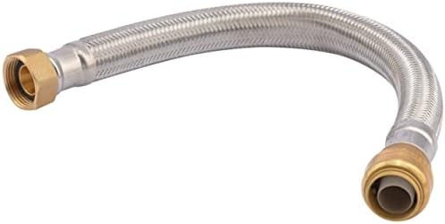 SharkBite 3/4 Inch x 3/4 Inch FIP x 15 Inch Stainless Steel Braided Flexible Water Heater Connector, Push To Connect Brass Plumbing Fitting, PEX Pipe, Copper, CPVC, PE-RT, HDPE, U3088FLEX15LF