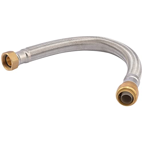 Sharkbite 3/4 Inch X 3/4 Inch Fip X 15 Inch Stainless Steel Braided Flexible Water Heater Connector, Push To Connect Brass Plumbing Fitting, Pex Pipe, Copper, Cpvc, Pe-Rt, Hdpe, U3088Flex15Lf #TOP21