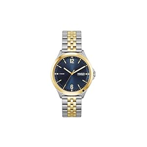 HUGO Men’s Quartz Watch with Stainless Steel Strap, Two Tone, 20 (Model: 1530219)