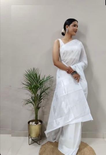 Image of Banarasi soft Cotton-Silk Saree with Unstitched Blouse - Graceful Design for Special Occasions, Weddings & Festivals