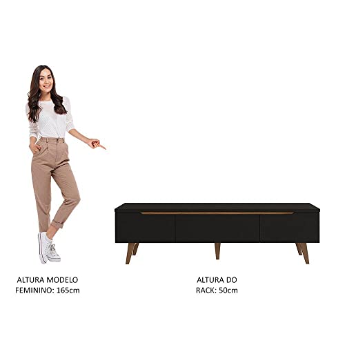 Rack para Tv até 75 Polegadas Madesa Reims 2 Portas 1 Gaveta - Preto