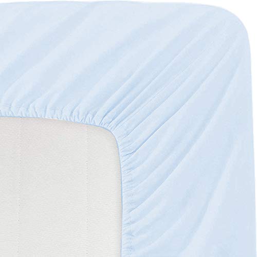 Image of Sweet Dream's 750 Collection Egyptian Cotton Fitted Bedsheet 4 to 12 Inch Matress 15 inch Drop Twin Size Bed (39x75) + 1 Pillow Covers (18x28), Sky Blue