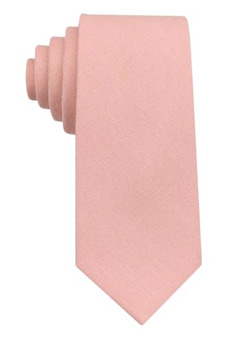 Image of Mens Solid Linen Ties - Slim Pattern Necktie for Men Wedding Groomsmen