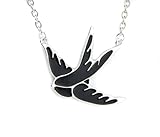 Rockabilly Black Sparrow Bird Necklace Tattoo Style Pendant