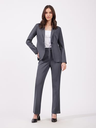Image of FableStreet Women's Blazer | Tailored Fit Single-Breasted Design with Notch Lapel & Welt Pockets | Smooth Woven Texture for Work & Business Casual Wear