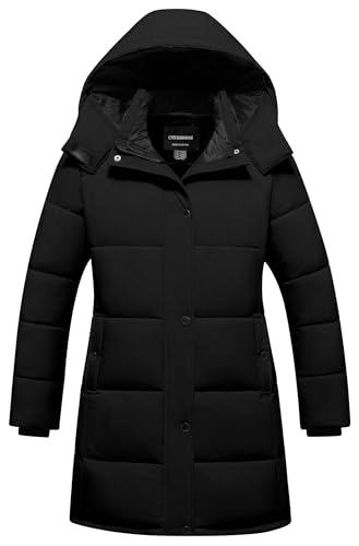 Girl's Winter Coat Kids Long Puffer Jacket Waterproof Ski Outerwear Warm Puffy Dress Coat with Hood