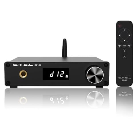 S.M.S.L D12 Audio DAC Mini HiFi Audio Decoder DAC Input USB/Coaxial/Optical Output RCA/Headphone Amplifier DSD512 32-bit 768KHZ for PS5 Switch Support MQA (Black) Cover