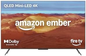 Televisión inteligente Amazon Ember Serie Mini-LED de 55" de QLED UHD en 4K, Dolby Vision IQ, modo juego de 144 Hz, fondo ambiental y manos libres con Alexa (modelo más reciente)