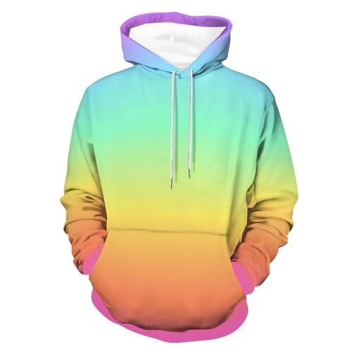 Pull pour homme femme style sportswear à motif arc-en-ciel éclatant