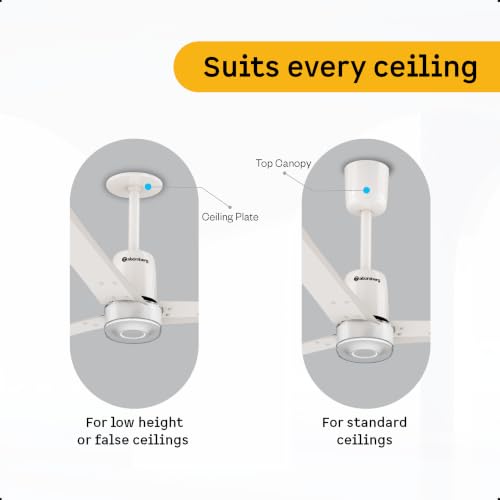 Image of atomberg Renesa Elite Smart 1200mm BLDC Ceiling Fan with Remote & Alexa Support | BEE 5 Star Energy Saving Fan | High Air Delivery | Moonbeam LED Light | Smart Fan | 5 Year Warranty | White