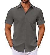 COOFANDY Men's Button Down Shirts Short Sleeve Casual Dress Shirts Untucked Summer Shirt with Pocket