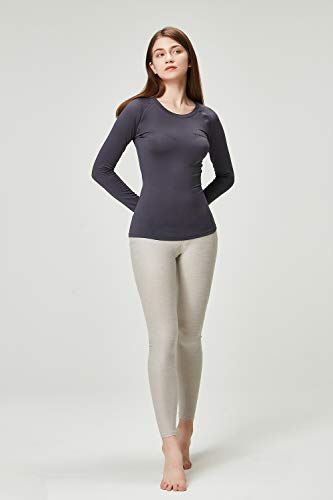 DEVOPS Women's 2 Pack Thermal Long Sleeve Shirts Compression Baselayer Tops (Medium, Black/Charcoal)