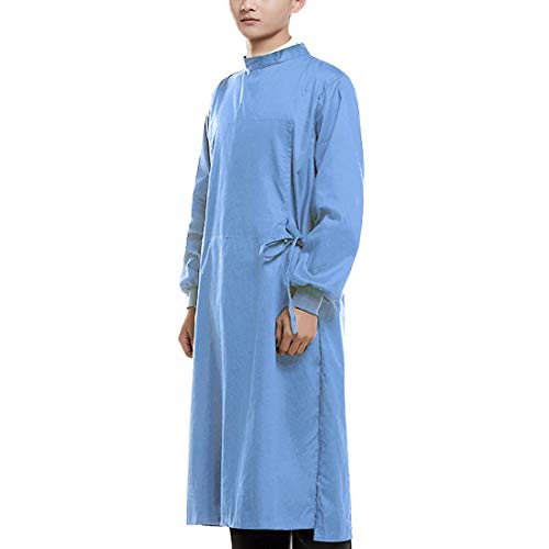 Freahap Reusable Surgical Gown Isolation Gown Reusable Doctor Workwear with Pockets Long Sleeves Elastic Cuffs Protective Workwear for Doctor Nurse Dentist Hospital Clinic Blue S