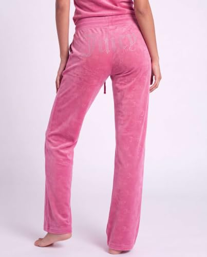 Image of Juicy Couture Women's 2 Piece Velvet Fleece Short Sleeve Shirt and Pants Lounge Sleepwear Set