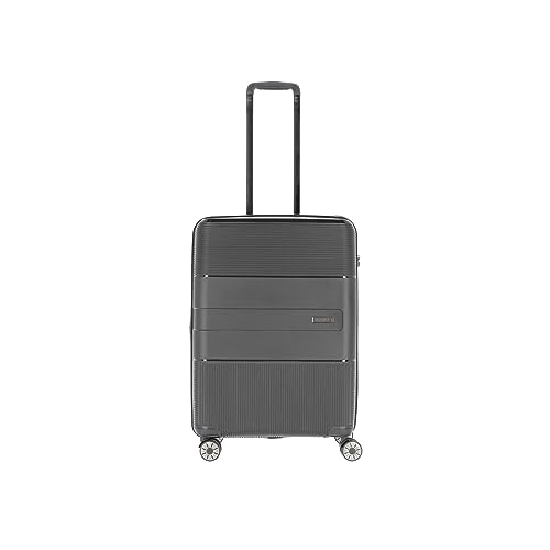 Travelite 4-Rad Hartschalen Koffer mittelgroß mit Dehnfalte + TSA Schloss, Gepäck Serie WAAL: Stabiler Trolley mit recyceltem Innenfutter, 65 cm, 65-75 Liter