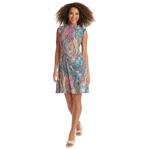Image of Tommy Hilfiger Women's Sleeveless Ruffle Neck Jersey Dress