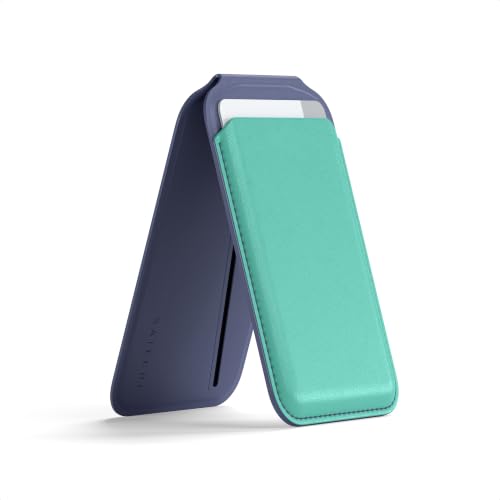 Image of Satechi Magnetic Magsafe Wallet, Double Flap Stand Card Holder, 4 Slots with Front NFC Pass-Through, Adjustable Phone Attachment for iPhone 17 /16 /15 /14 /13 /12, Travel Accessory - Aqua