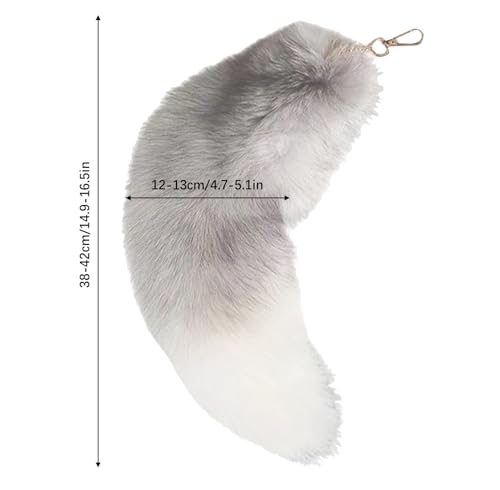 MUNSKT Fox Tail, Furry Fox Tail, 15.75-Inch Tail Key, Decorative Therian Tail Buckle, Role-Playing