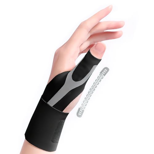 aninako 手首 親指サポーター 親指付け根サポーター 内蔵スプリングサポート 薄手 軽量 肌にやさしい 加圧 固定 仕事 家事 育児 スマホ パソコン操作 男女兼用 四季兼用 (ブラック, S, 左)