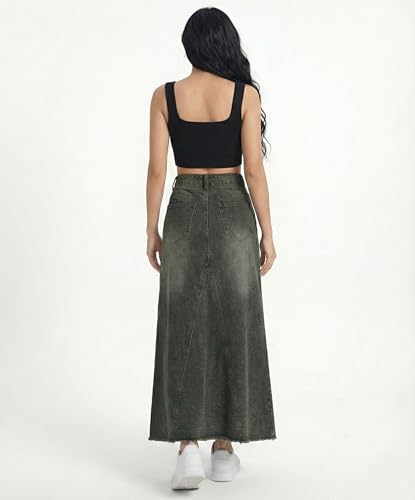 Image of ODDMONKEY Women High Waist Denim Skirt | Skirt for Women | Long Straight Fit Skirt |Long Skirt for Women