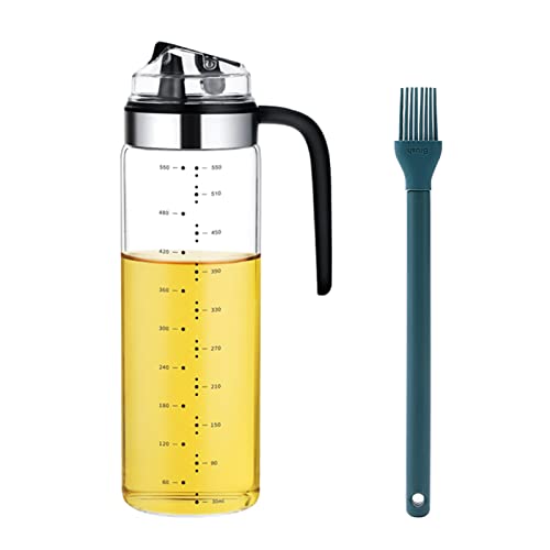 Oil Dispenser 19 Oz For Kitchen Cooking, Olive Oil Bottle Dispenser Auto Flip Non-Drip Oil Dispenser Bottle Wide Opening Easily Refill And Clean, Olive Oil Dispenser 550ml Glass Oil Dispenser