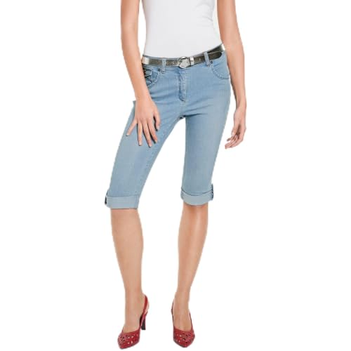 Corsaire en jean skinny bleu pour femme avec taille standard de la marque helline