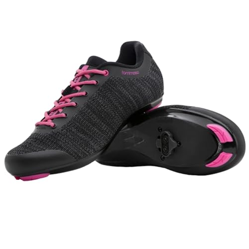 Tommaso Pista Aria SPD Spin Shoes for Women Indoor Cycling, Ready-to-Ride Cycling Shoes for Women with Pre-Installed SPD Cleats, Works with Most Spin Class & Indoor Bikes—Pink—Size 7.5US—38EU