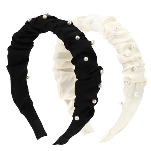EXIPSAT 2er-Set Haarreifen Damen, Eleganter Perlen-Haarreif, Perfekt für Hochzeit & Alltag, Frauen Stirnband Haarschmuck
