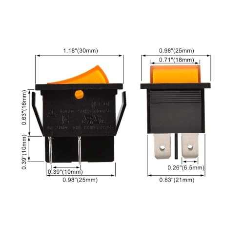 Image of Heavy-Duty AC 30A 250V 4 Pin Welding Machine Power Switch, Electric Heater Switch With Indicator Light On-Off Rectangle Rocker Switch DPDT Red Indicator Light 4 Pin big Rocker Switch (5, GREEN)