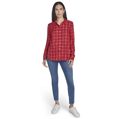 Image of Nautica Women's Button Front Long Sleeve Roll Tab Shirt