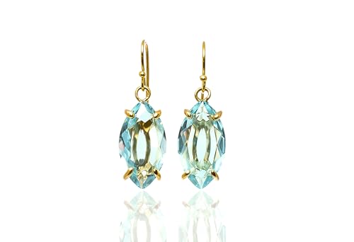 Boucles d'oreilles topaze bleue marquise pour mariage et soirées habillées de la mariée