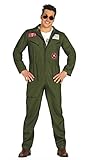 LIEFERUMFANG von diesem coolen Kampfflieger Kostüm Herren: Grüner Flieger Overall