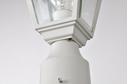 Image of Nuvo 60 /546, Outdoor Outdoor Post Lantern Light Fixture, White, Clear Glass