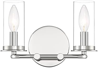 DESIGNERS FOUNTAIN Hudson Heights 2 Light Bathroom Vanity Light Fixture, Polished Nickel, D268C-2B-PN