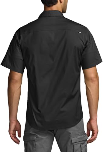 CQR Men's Short Sleeve Tactical Shirts, UPF 50+ Ripstop Military Work Shirts, Breathable Button Down Outdoor Hiking Shirt3