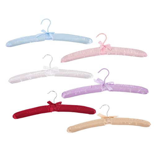 MUCKLILY 6Pcs Padded Skid Clothes Hangers for Versatile Storage Stylish Satin with and Space Saving Suit Racks for Closet Organization