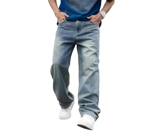 Men's Solid Stretch Street Jeans, Casual Slim fit Vintage wash Pants