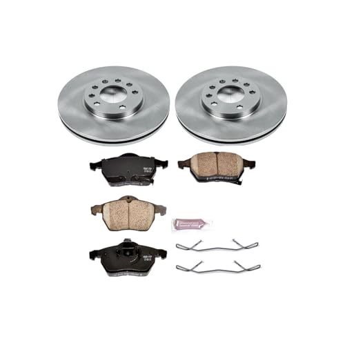 Image of PowerStop Front Brake Kit for Saab 9-3 1999-03 |9-5 1999-09 |Saturn L100 2001-02 |L200 2001-03 |L300 2001-05 |Saturn LS 2000 - Z17 Ceramic Brake Pads & Disc Rotors Replacement, KOE834
