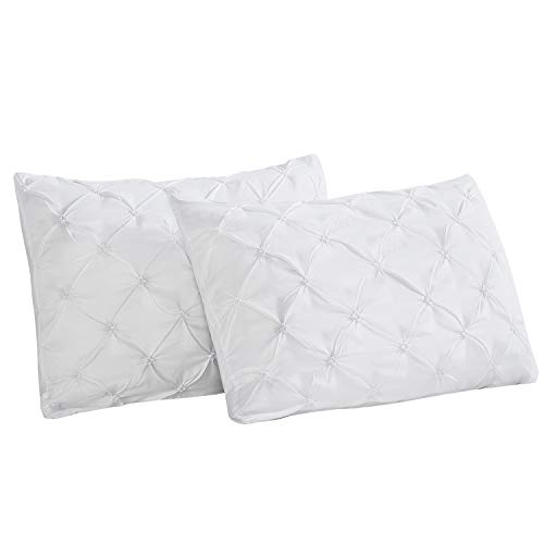 Vaulia Lightweight Soft Microfiber Pillow Shams, Pinch Pleat Design, Standard Size - White, Set of 2
