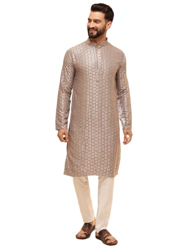 Image of SOJANYA (Since 1958 Men's Cotton Rayon Shiny Thread Sequinned Kurta Set