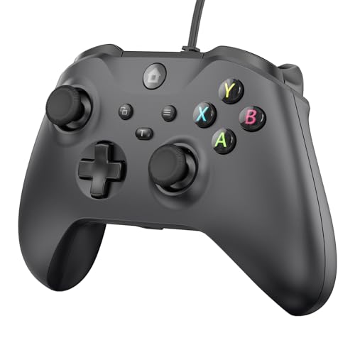 GMVOX Wired Controller for X-BOX-ONE,Compatible with X-BOX One&One S&X, X-BOX Series S&X, PC, IOS, Android Platforms, Gamepad with 3.5mm Audio Jack/Dual Vibration, Support Turbo Function,(Black)