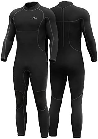 Hevto Men Wetsuits 3/2mm Neoprene Back Zip Fullsuit Wet Suit Keep Warm for Surfing Swimming SUP Snorkeling Diving (M06-Black, S)