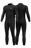 Hevto Men Wetsuits 3/2mm Neoprene Back Zip Fullsuit Wet Suit Keep Warm for Surfing Swimming SUP Snor